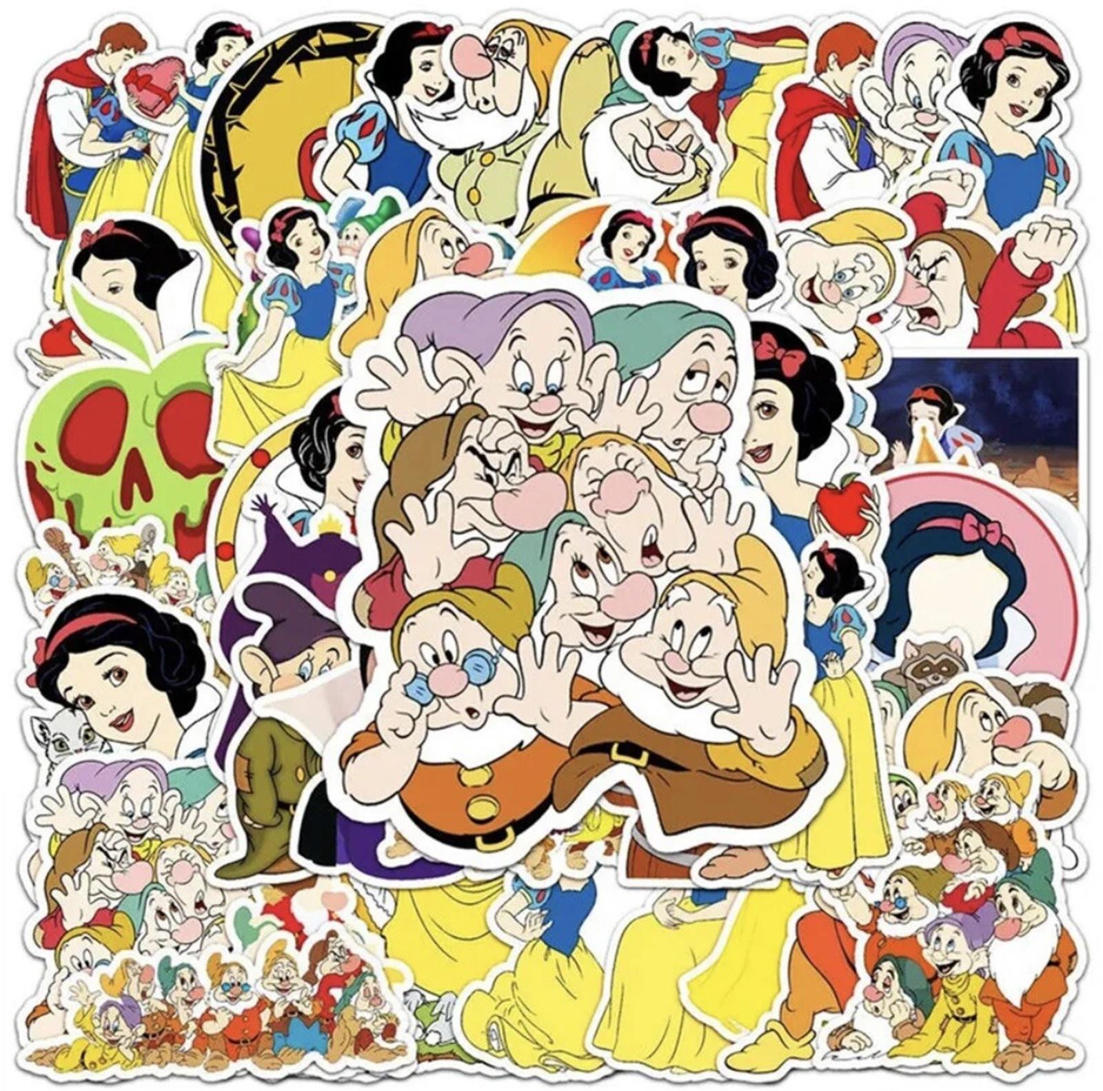 Stickers Snow White Princess 50 Pcs Dwarfs Dopey Grumpy Happy US SELLER