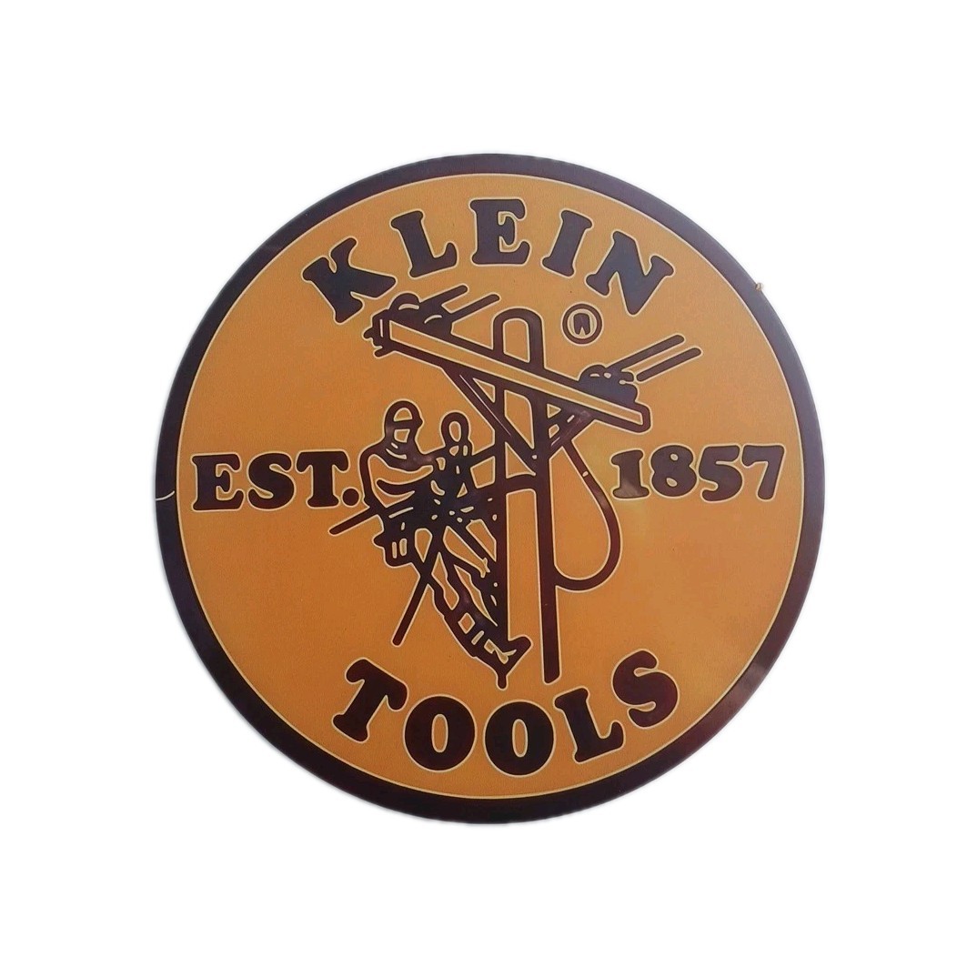 Klein Tools 12" Sign est 1857 Orange Black Logo Metal Garage Workshop Repo Sign