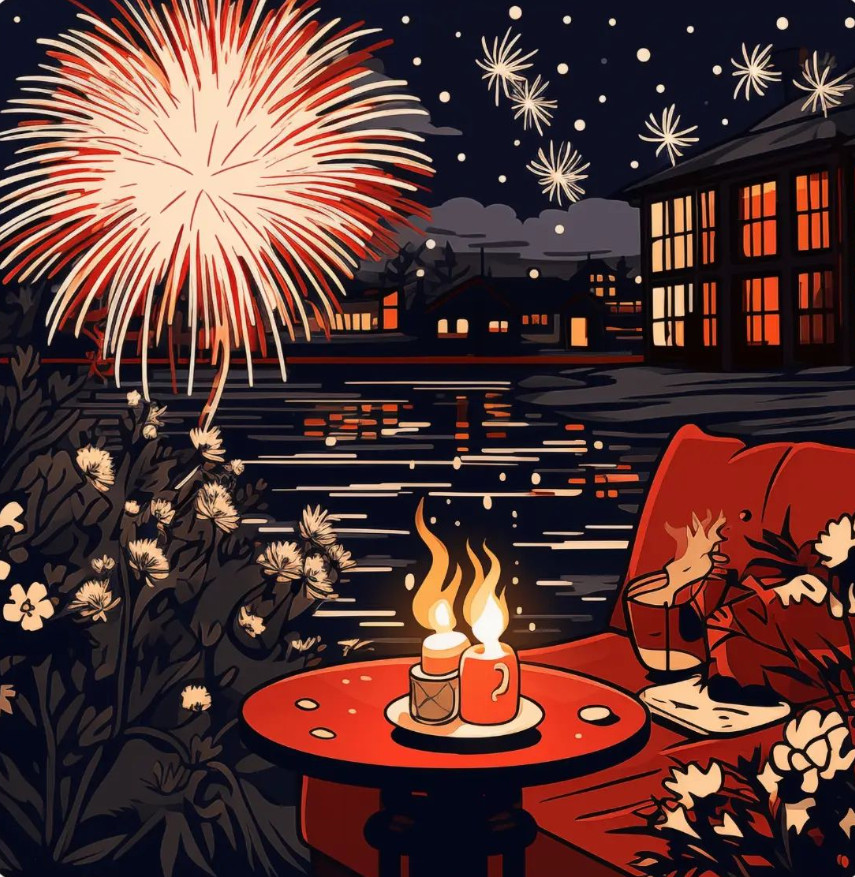 Outdoor Winter Fireworks