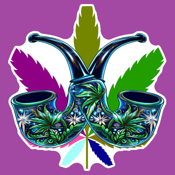 Pot Leaf Twin Pipe Weed Sticker Weatherproof Vinyl Decal Stoner Art Marijuana