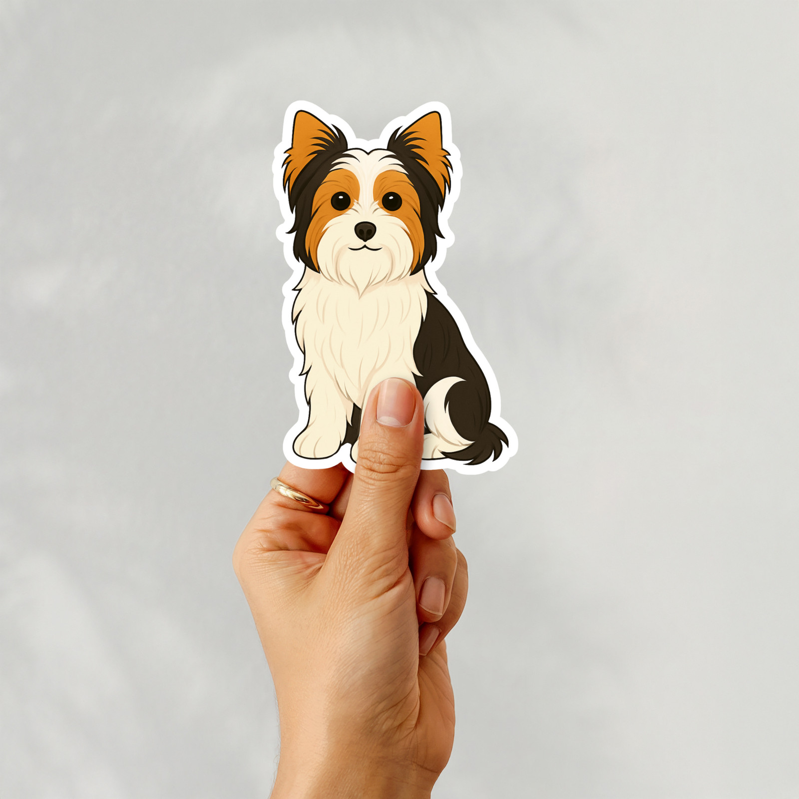 Personalized Biewer Terrier Dog Sticker Magnet Bookmark – Tri-Color
