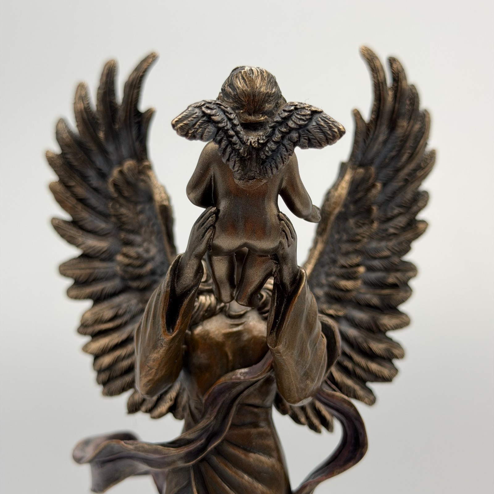 Maat Goddess Figurine Bronze Finish Egyptian Statue Winged Decor 21 cm