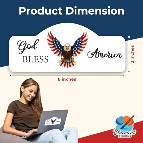 Sticker 2 Pack – Patriotic Bald Eagle Decal with Stars | 8" x God Bless America