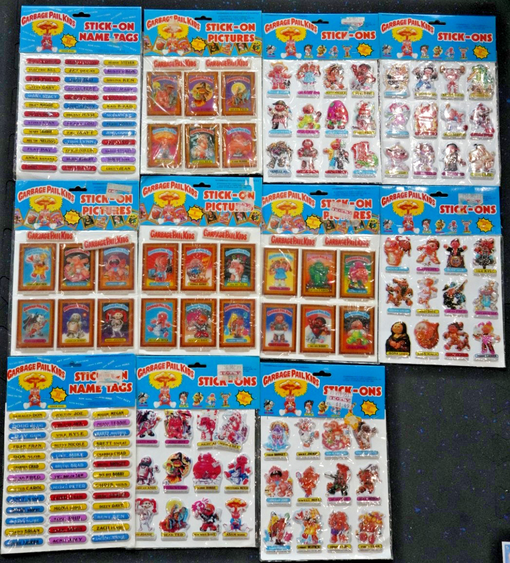 Vintage Garbage Pail Kids Stick On Name Tags Sticker Set Art GPK 1986 Set of 11