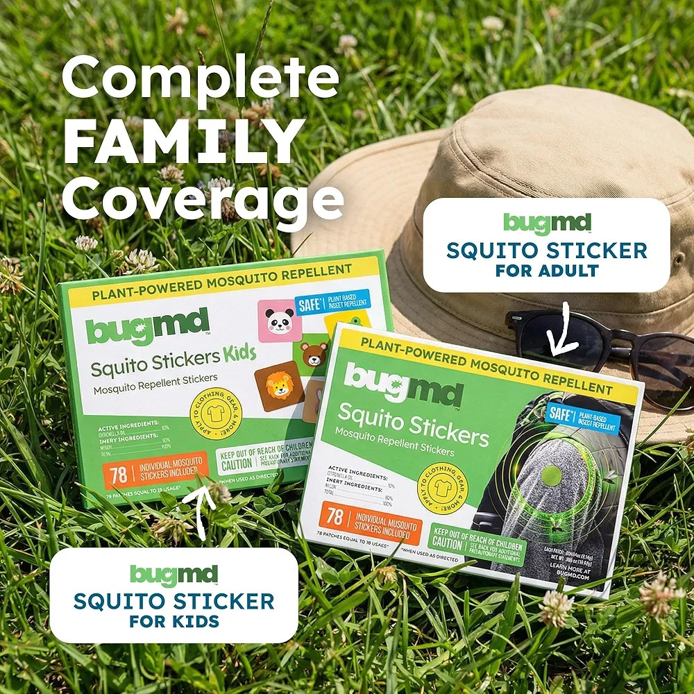 BugMD Squito Stickers Natural Citronella Patches Family Camping 72ct