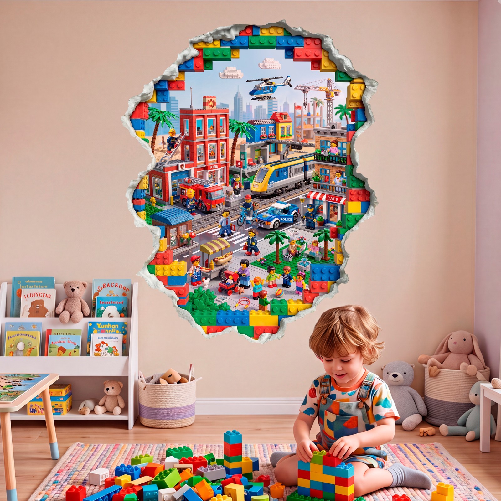 Building Blocks Wall Decal: Toy City Wall Sticker, Construction Block Wall Art