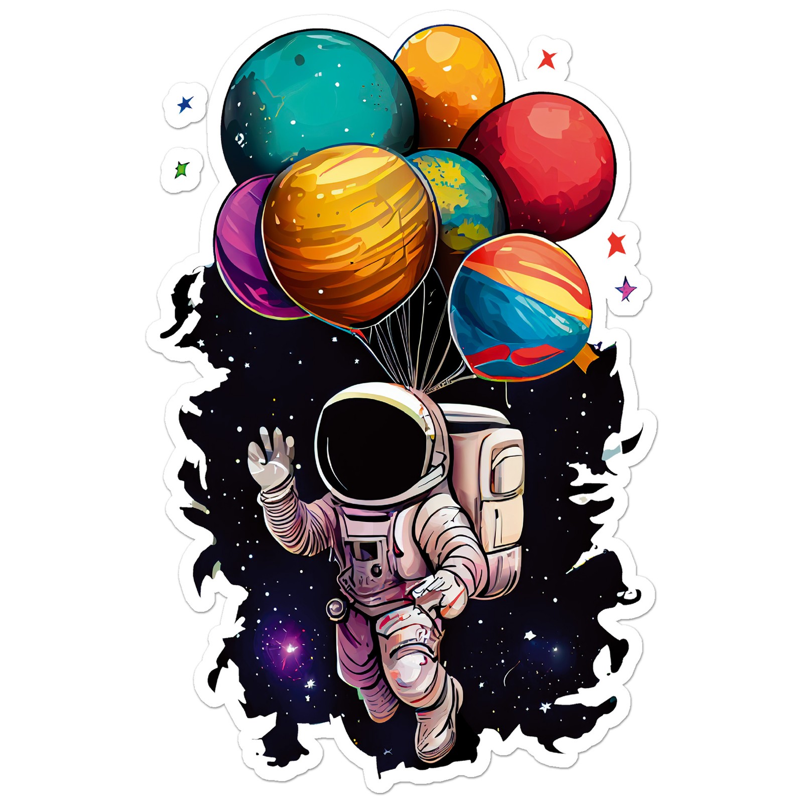 Astronaut Balloons Planet – Vinyl Decal Sticker – Car Window Laptop – ebn9374