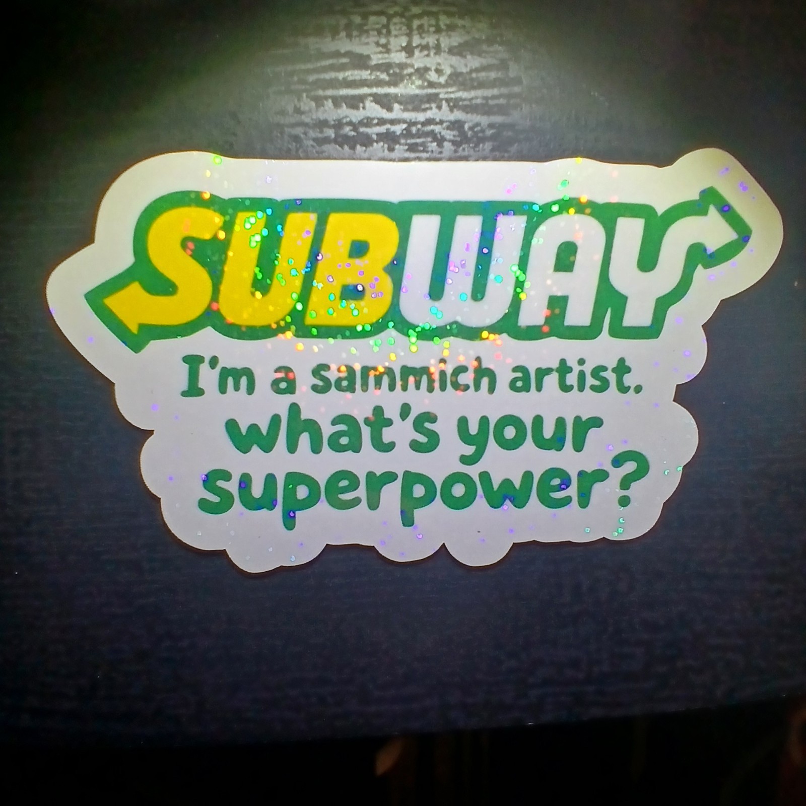 Subway Employee Holographic Sandwhich Artist Vinyl Glitter Sticker