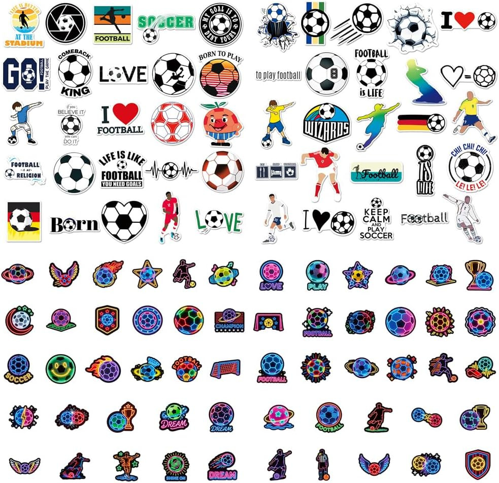 100Pcs World Cup Soccer Stickers, Vinyl Waterproof Soccer Stickers, Sports Stick