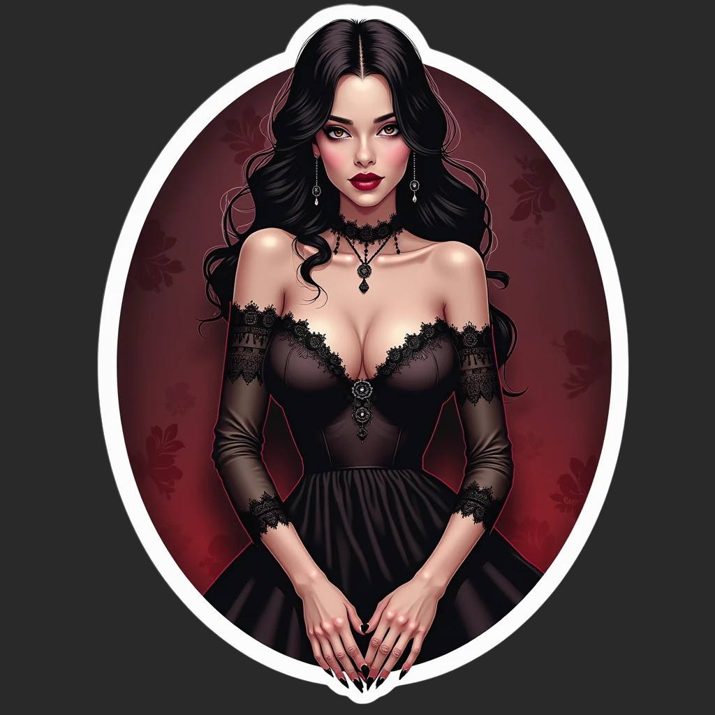 Pinup girl sticker vinyl decal elegant beauty lace bodice hourglass figure