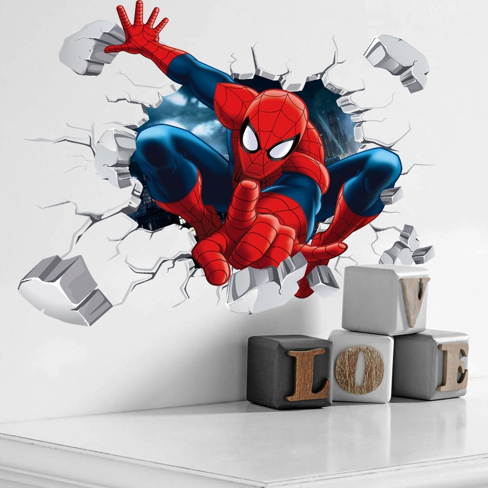 Children's Room Wallpaper 3D Stereoscopic Spider-Man Removable Wall Sticker