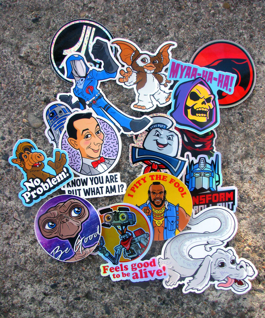 80s Sticker Set – Transformers, ET, ALF, Star Wars, Gremlin Decals – Car, Laptop