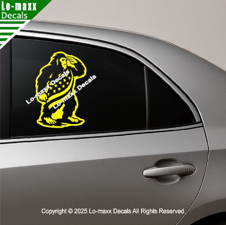 Patriotic Bigfoot Decal American Freedom Flag Sasquatch Sticker USA Vinyl Art