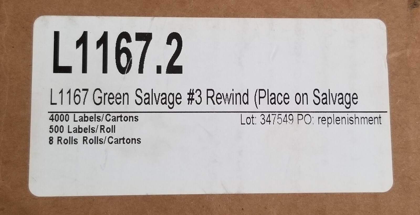 SALVAGE Labels (Carton Contains Salage Items) Missing a few. SEE PICTURES