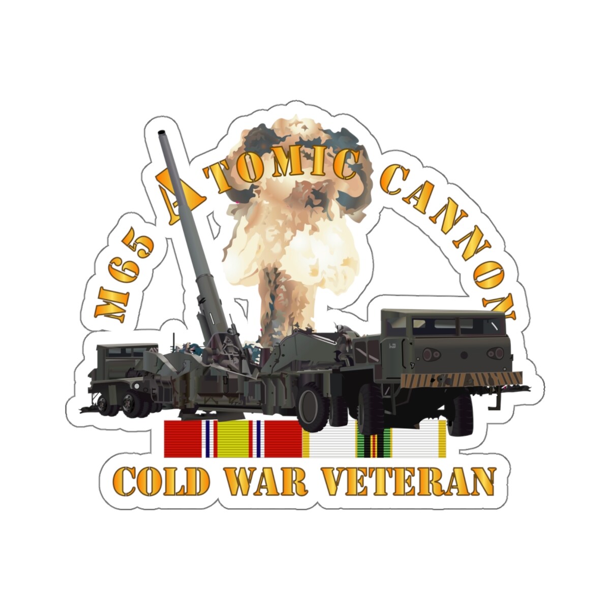 Kiss-Cut Stickers – M65 Atomic Cannon – Cold War Vet w COLD SVC