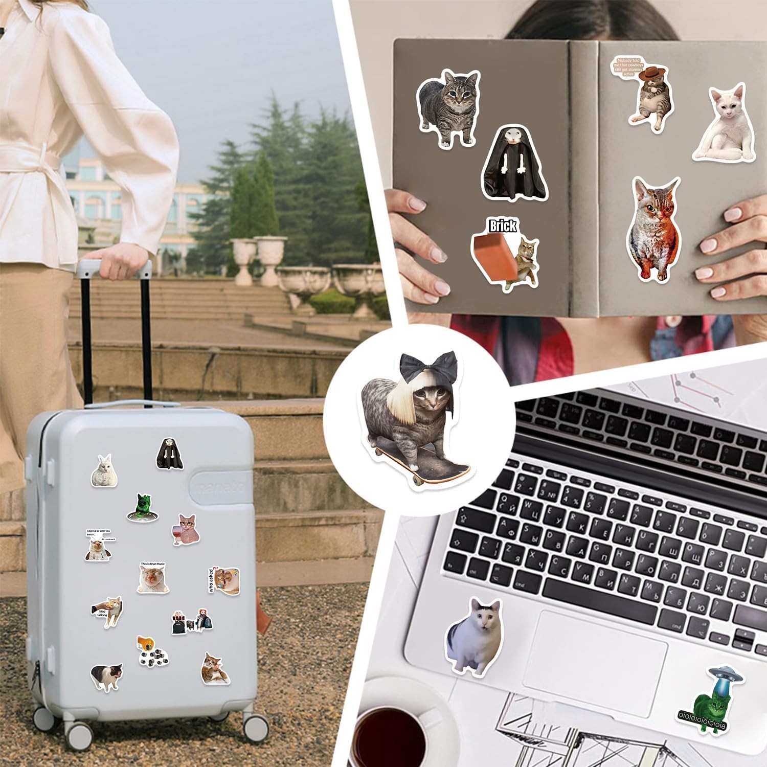 50 Funny Cat Stickers – Waterproof Vinyl Decals for Journaling & Scrapbooking