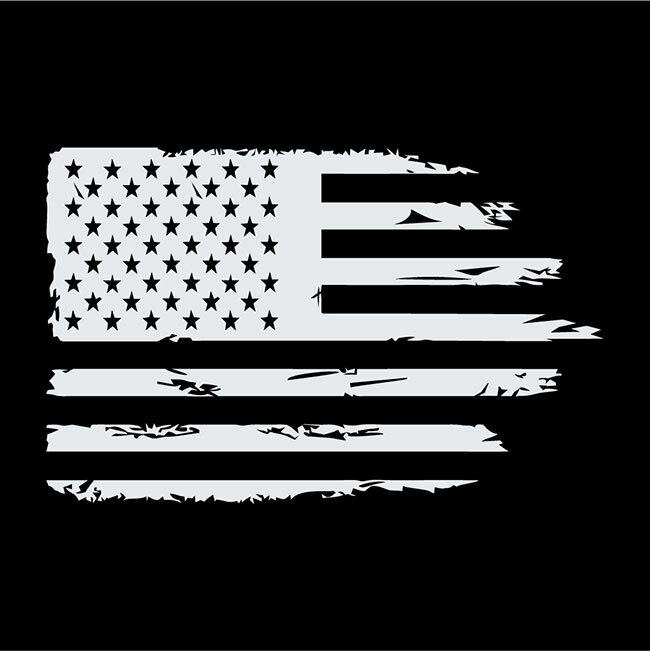 Automotive Distressed American Flag Die Cut Decal Multiple color
