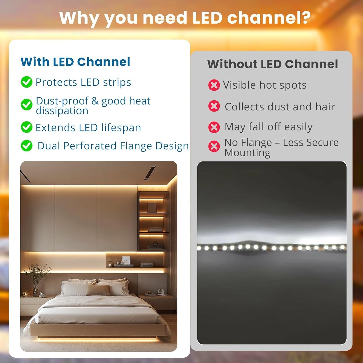 Aluminum LED Channel 6 Pack 1M (3.3FT) Each, Plaster-In Recessed Aluminum Profil