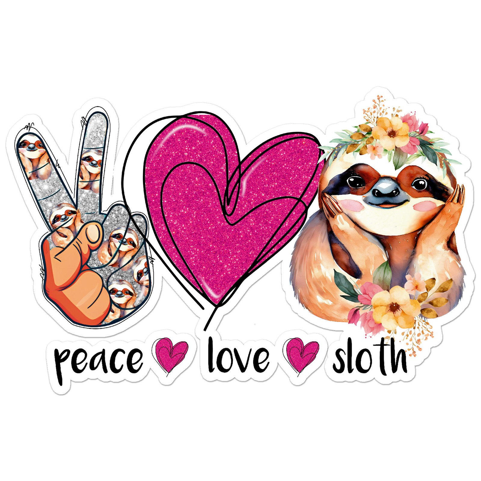 Peace Love Sloth – Vinyl Decal Sticker – Car Window Laptop – ebn9131