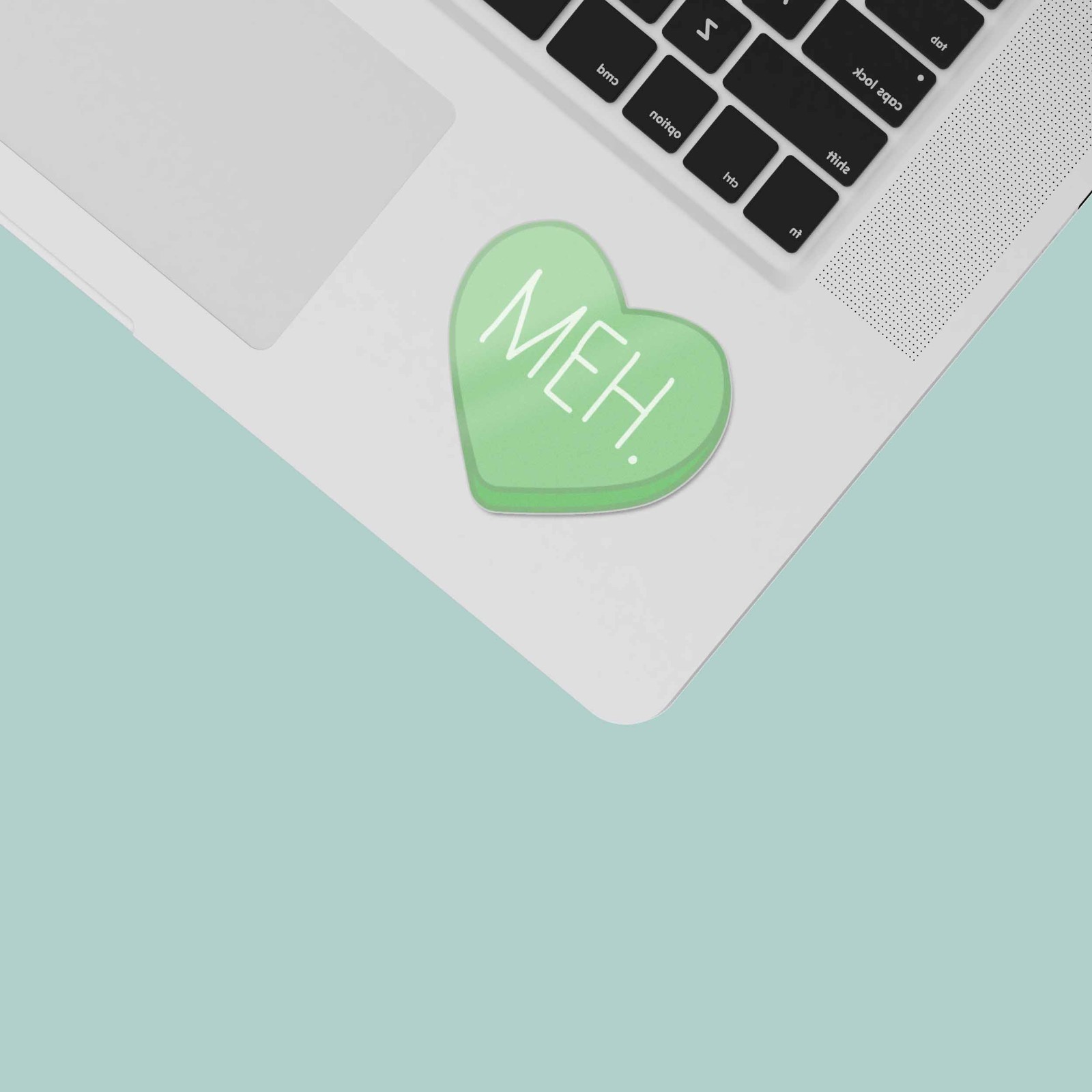 Meh Funny Candy Heart Sticker- Mini Valentines Day Decal for Laptop & Hydroflask