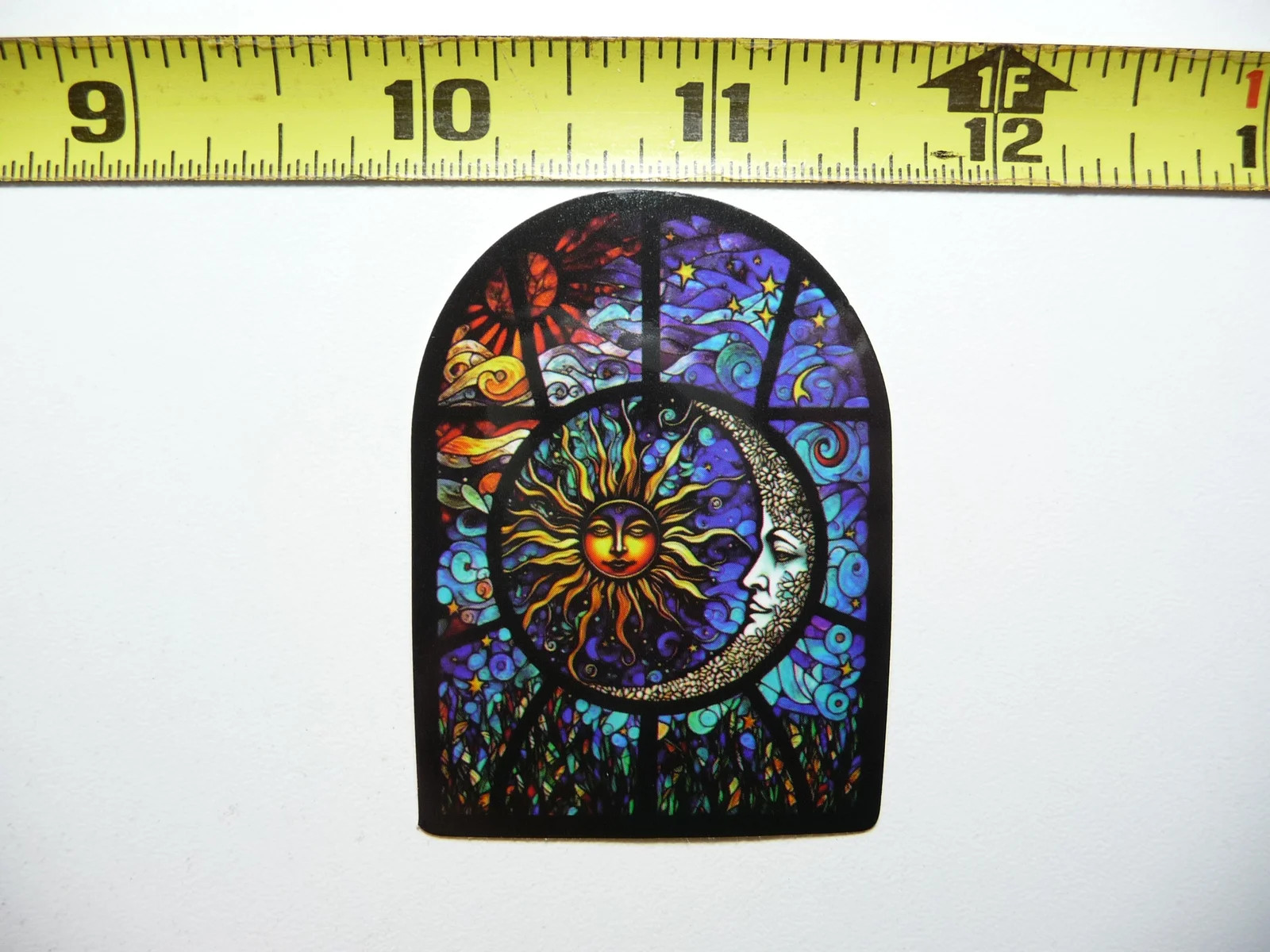 SUN MOON SEASONS STARS SMALL STICKER DECAL STAINED GLASS STYLE BEAUTIFUL COLORS