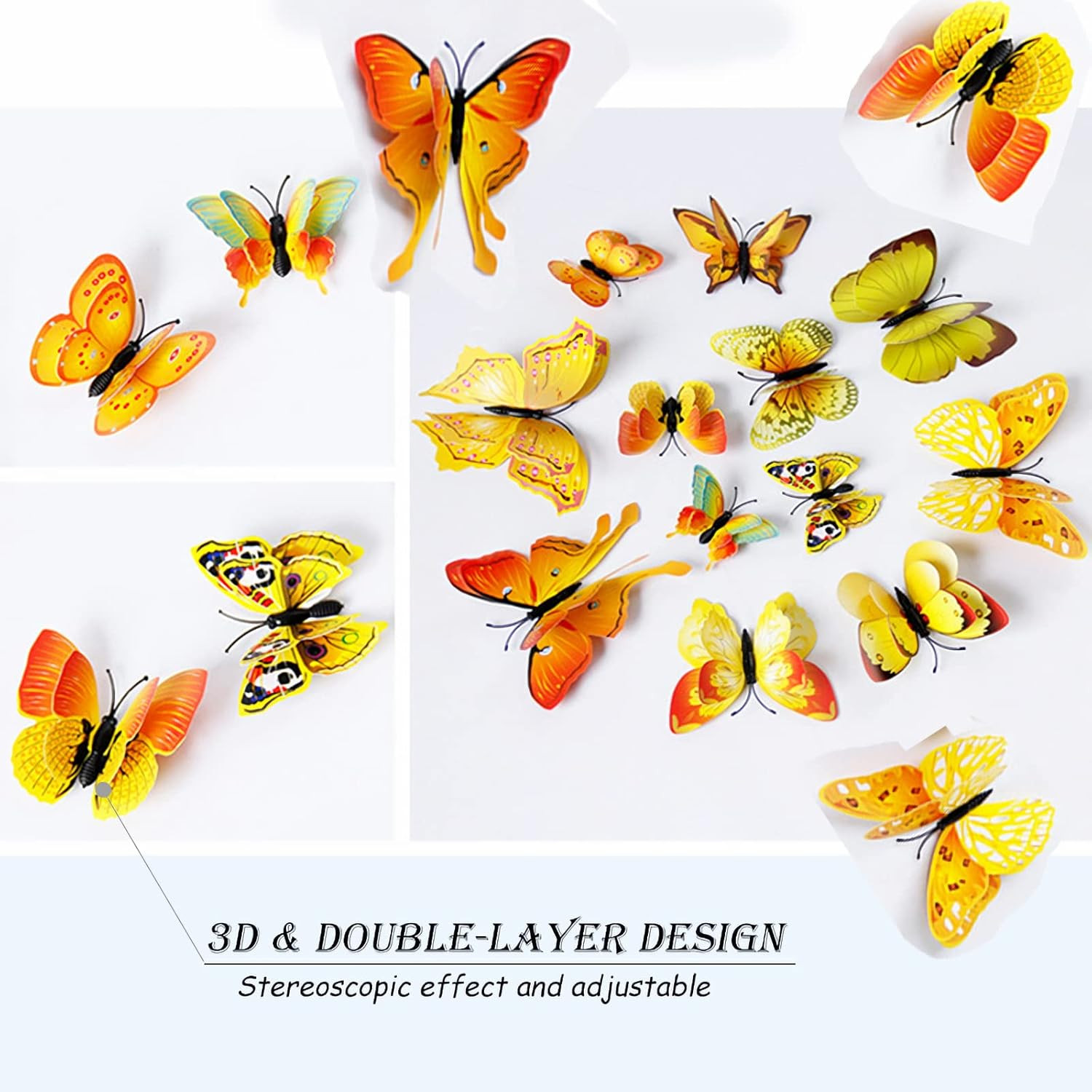 Butterfly Wall Decor 24/48 PCS, 3D Butterflies Stickers for Party Decorations wi
