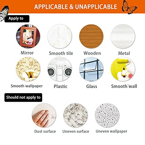72 Pcs 3D Butterfly Wall Stickers Crystal White Black Butterfly Wall Decor,