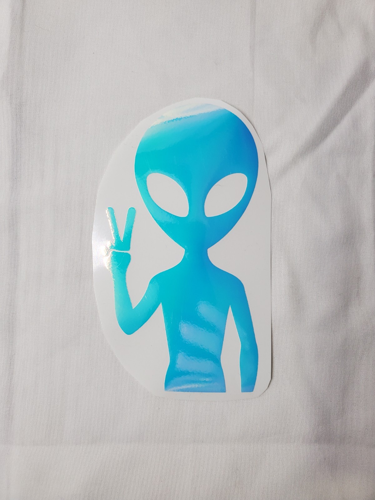 Glow In The Dark Vinyl Decal Deuces Peace Sign Alien Medium Size Lit Studios New