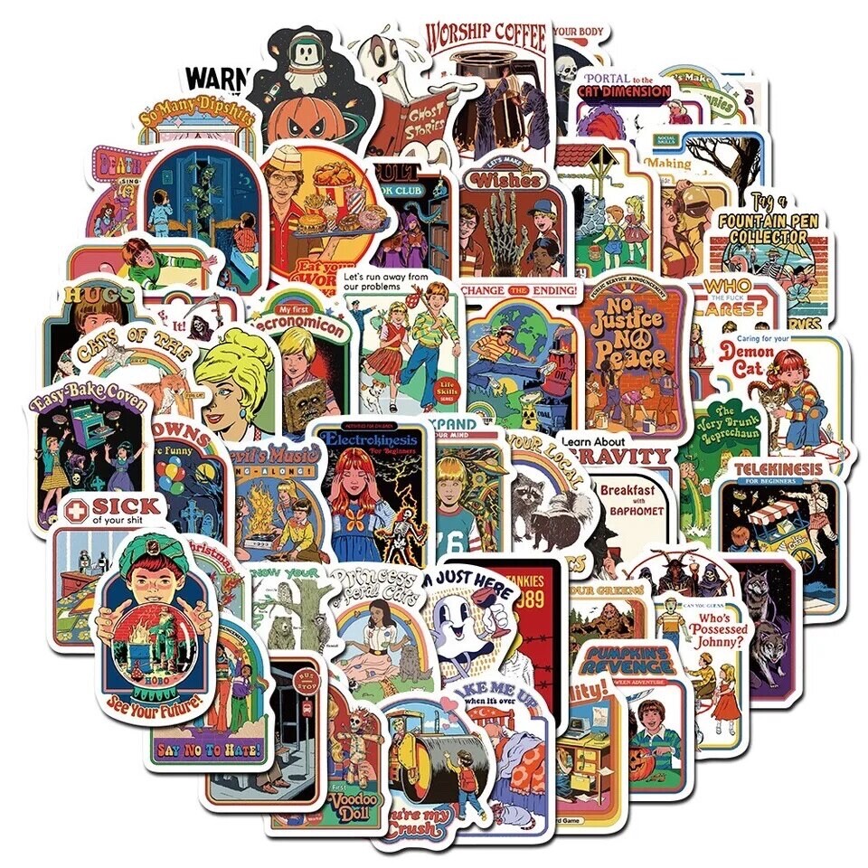 Steven Rhodes Stickers 50pk Mixed Sarcasm Cartoon Themed Random Funny Stickers