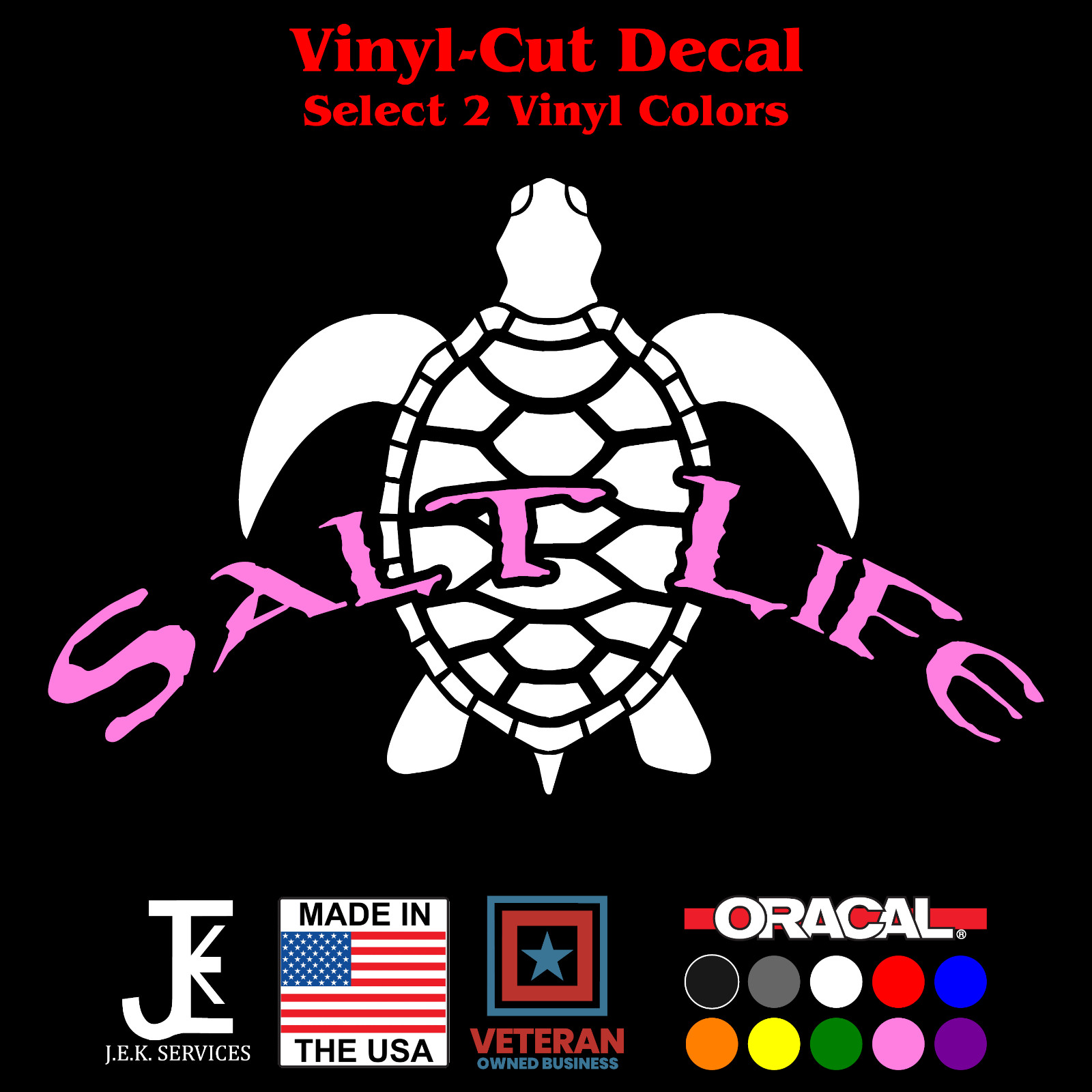 Salt Life Sea Turtle Vinyl Sticker, Car Decal for Truck, Jeep, Window, Bumper