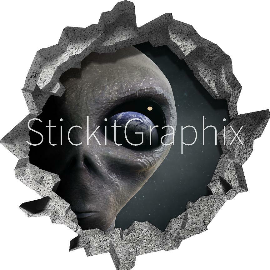 Hole in the Wall ALIEN ARRIVAL 3D Wall Decal Space Vinyl Wall Sticker Graphic