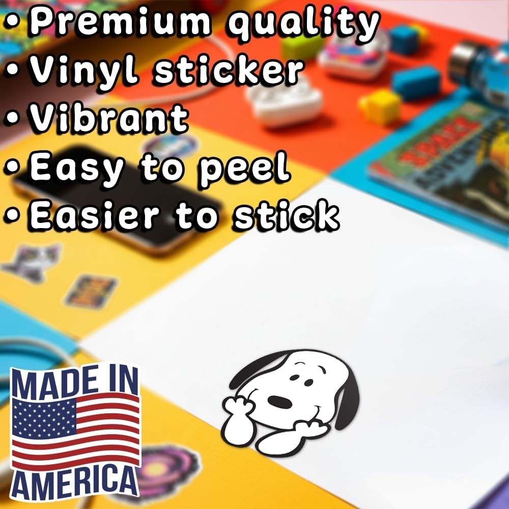 Snoopy Smiling Face Vinyl Decal Cute Cartoon Car Window Laptop Sticker 3.6"x4"