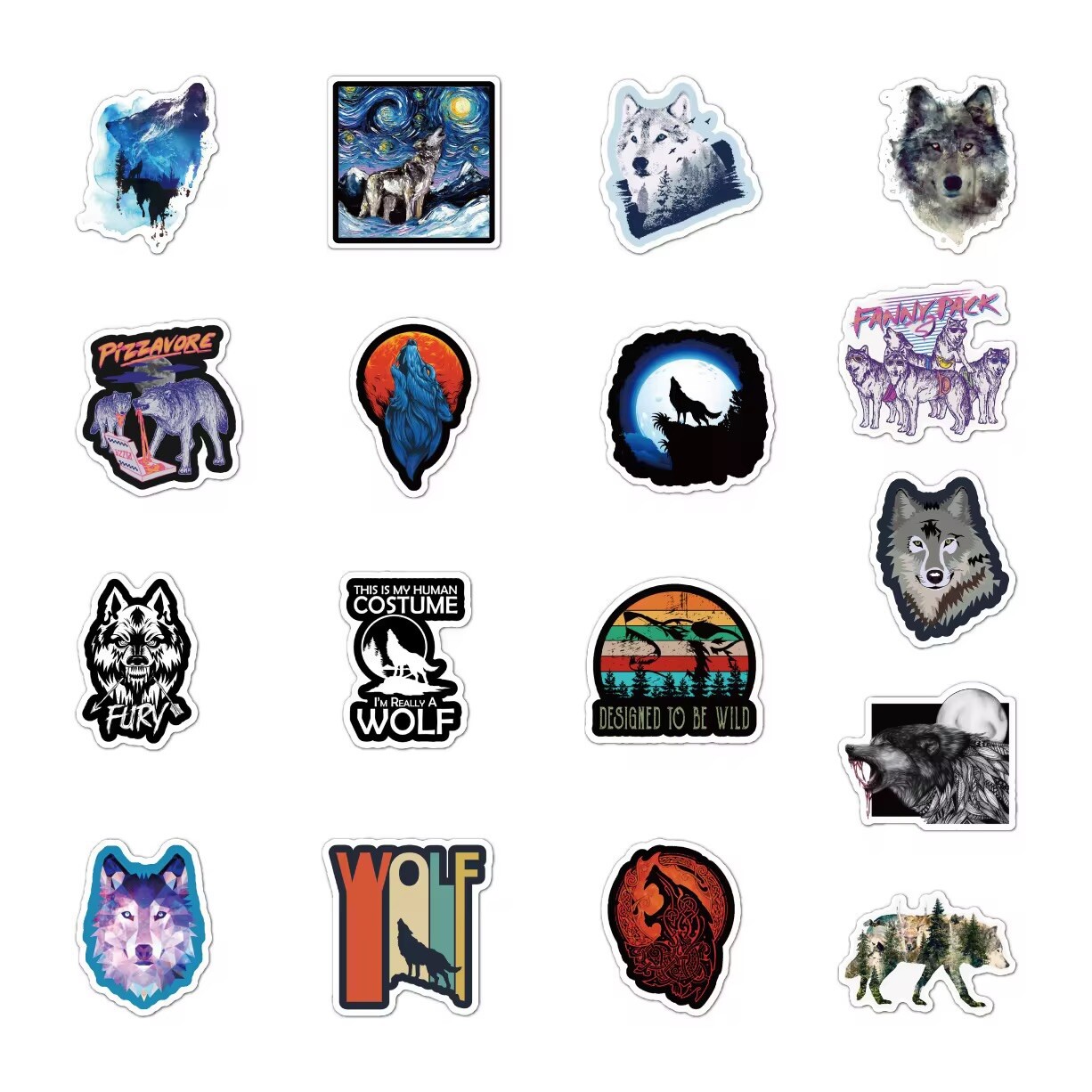 20 Random Cartoon Wolf Stickers Wild Animal Decals Hydro Yeti Car Free Shipping!