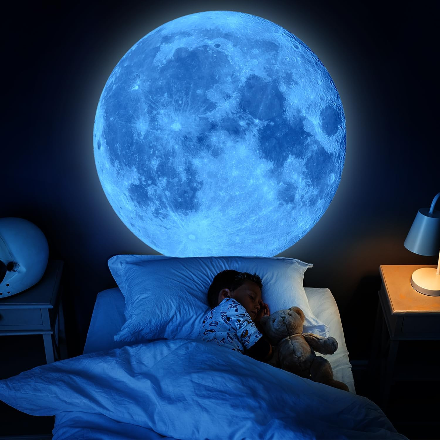 Glow in the Dark Star Space Wall Decals, 4 Sheets, Removable Peel and Stick Deco