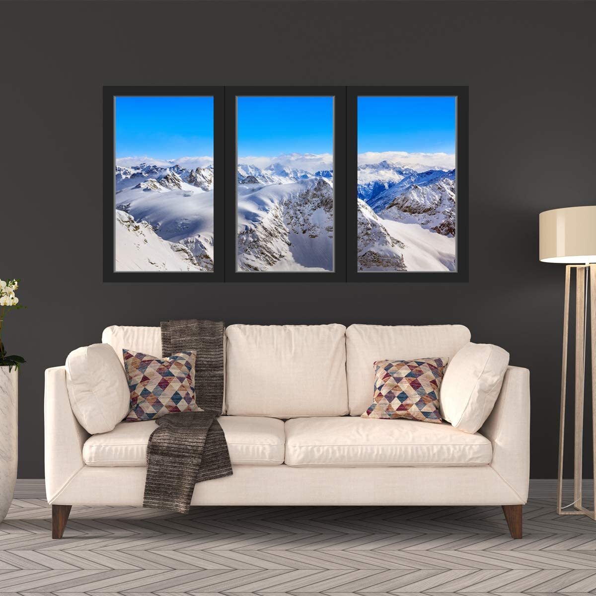 Snow Mountain Range 3D Window Wall Stickers for Office – Winter Wall Art Decal V