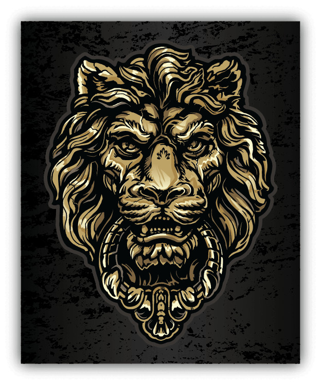 Lion Door Knocker Car Bumper Sticker Decal