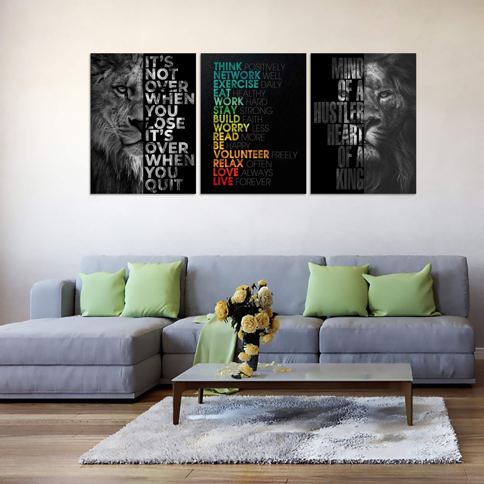 Motivational Office Wall Art Inspirational Canvas Wall Art Hustle Posters Wal…