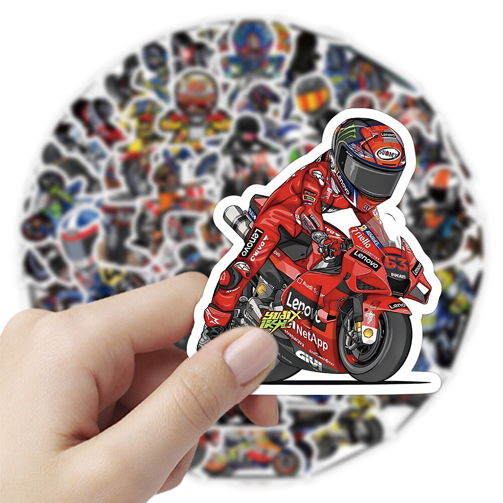 100Pcs Motorcycle Championship Cartoon Sticker for Teens Girls Water Bottles