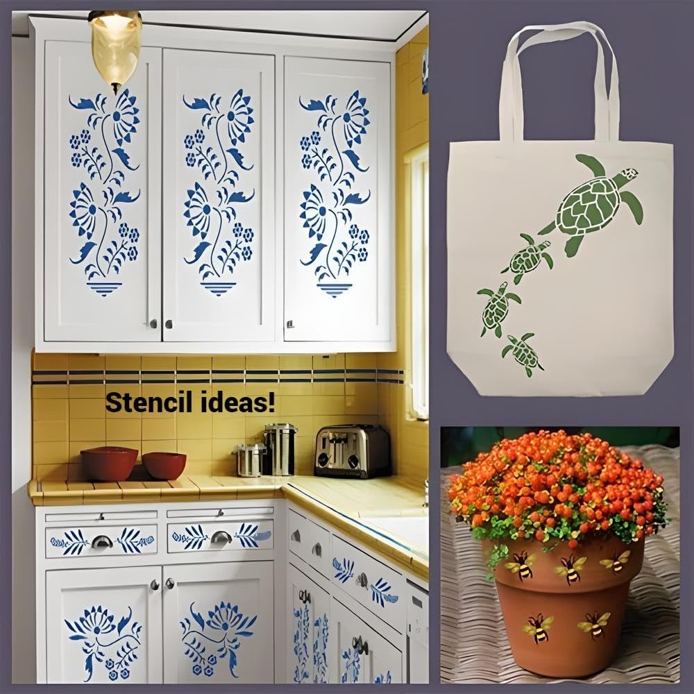 Reusable Damask Stencil Template – 9.8"x8.5" for DIY Crafts & Home Decor