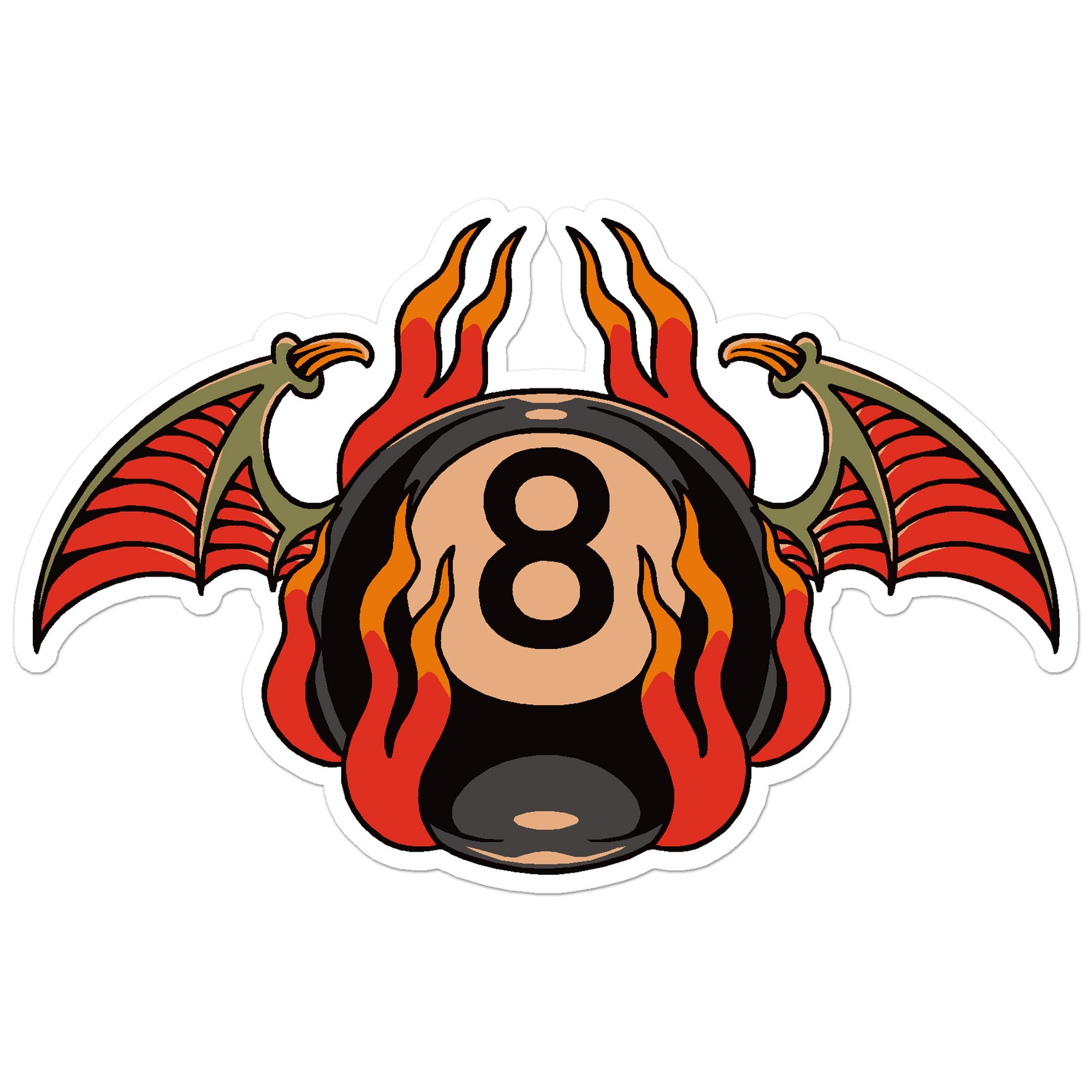8 Ball Bat Wings Flaes – Vinyl Decal Sticker – Car Window Laptop – ebn9920