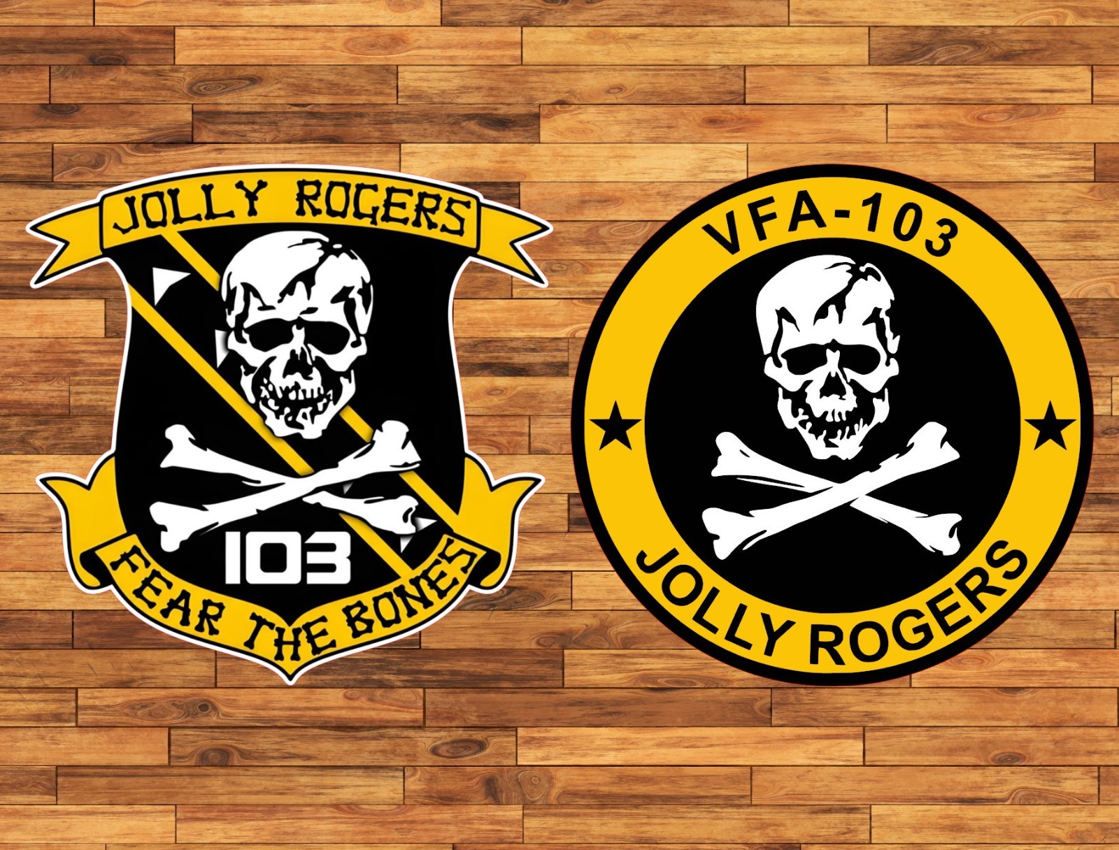 Jolly Rogers VFA-103 Water Proof UV Safe Glossy Vinyl Sticker x2 Naval Aviation
