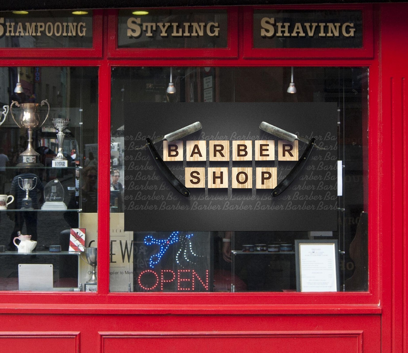 3D Man Hair Cut A536 Barber Shop Window Stickers Vinyl Wallpaper Wall Murals Amy