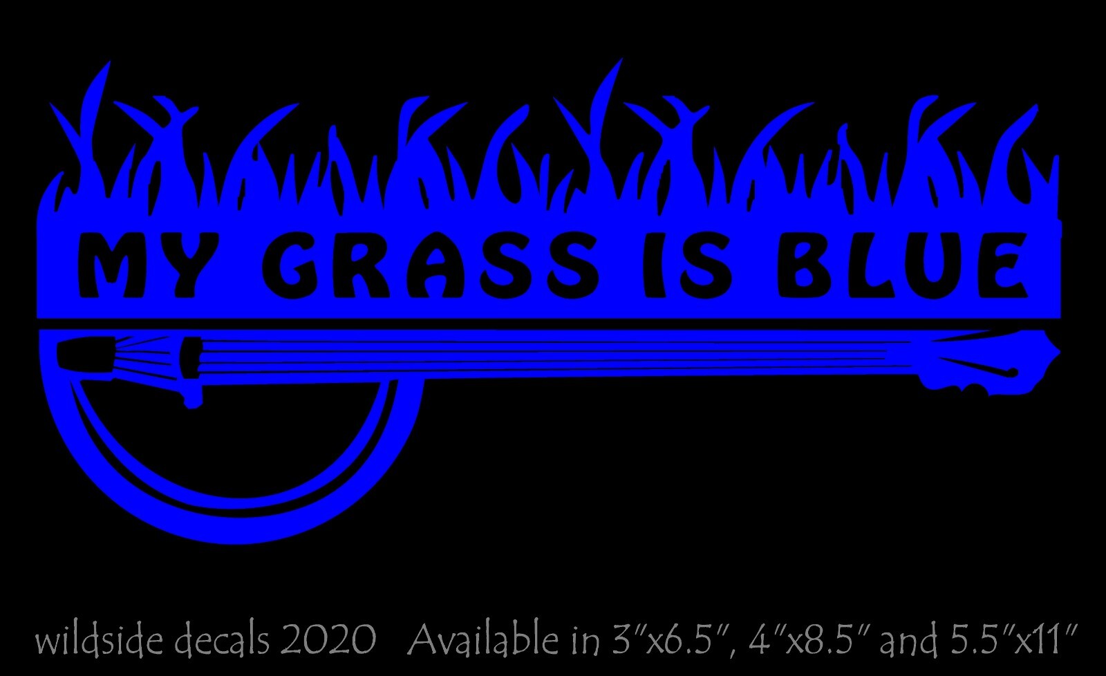 My Grass Is Blue Decal with Banjo Car Vinyl Bluegrass Music Sticker