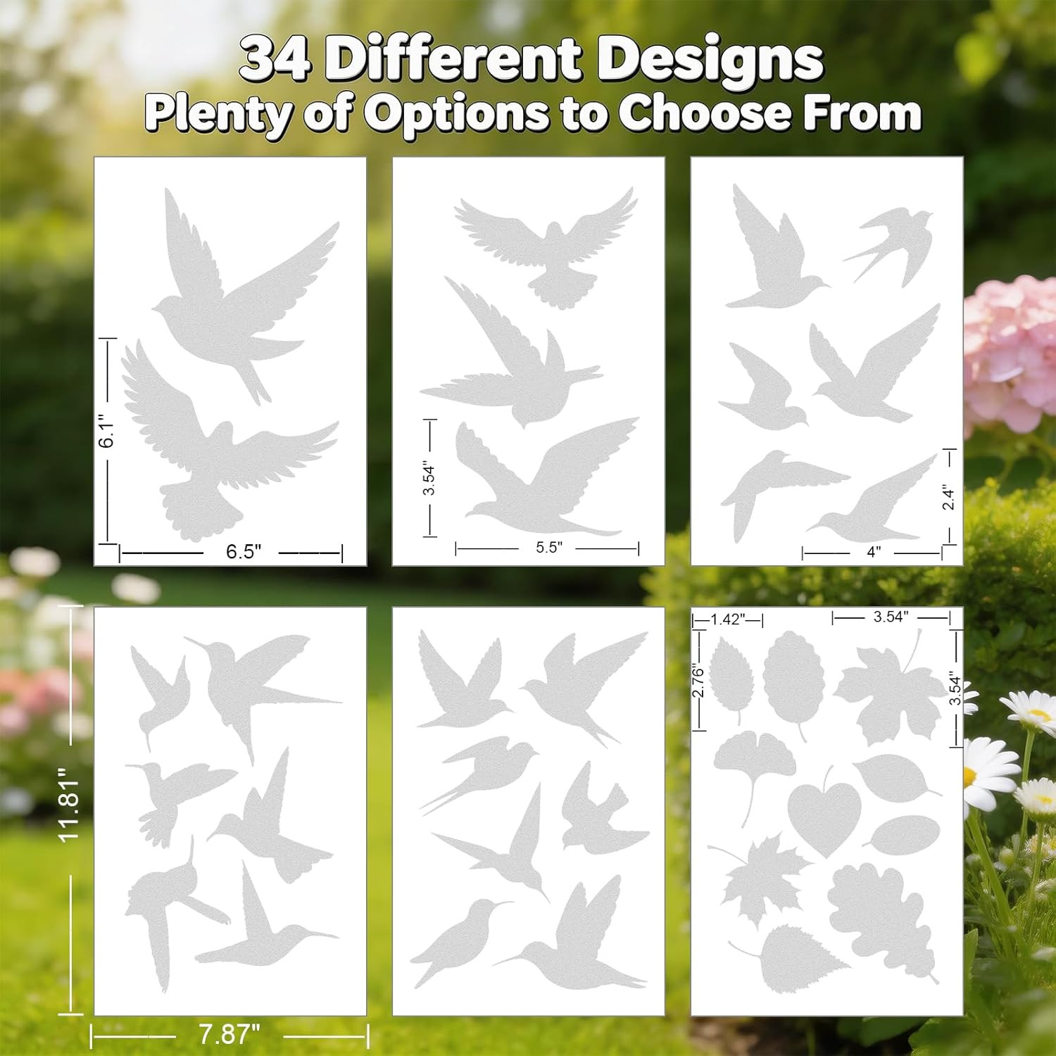 Anti-Collision Window Decals – 6 Sheets of Bird & Leaf Patterns for Home Decor