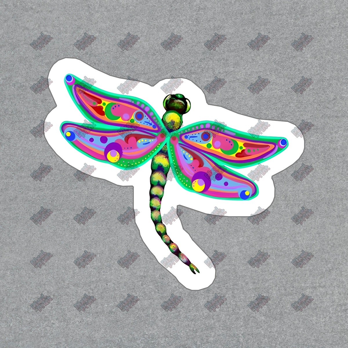 Colorful Dragonfly Vinyl Sticker Perfect for Laptops, Water Bottles, #758046