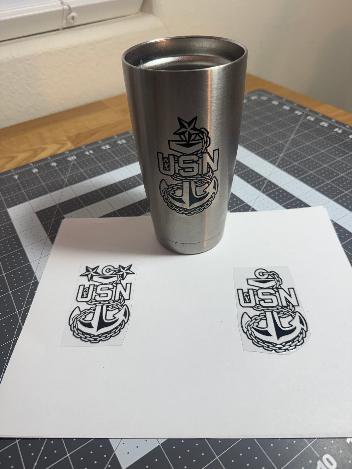 US Navy Chief Petty Officer, Perma-Sticker, UV, 8" Tall, $1 Shipping