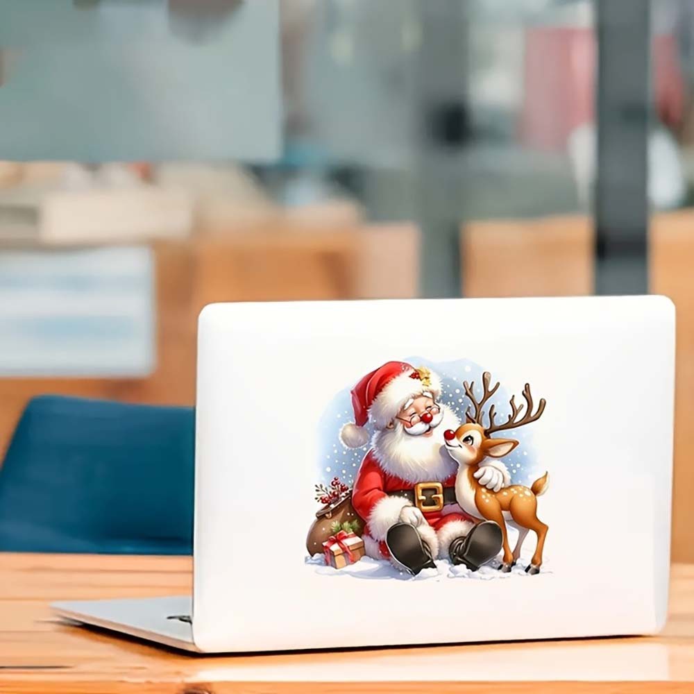 Easy-To-Apply Tool-Free Durable Portable Santa Claus and Reindeer Vinyl Stickers