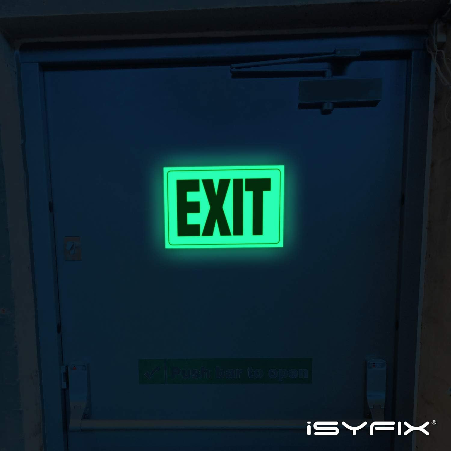 Photoluminescent Exit Signs – 2 Pack, 10×7 Inch, Durable Glow in the Dark Sticke
