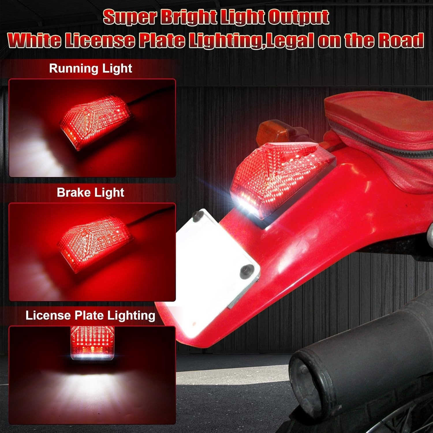 LED Tail Light 500% Bright Rear Brake Light with White License Plate Lighting