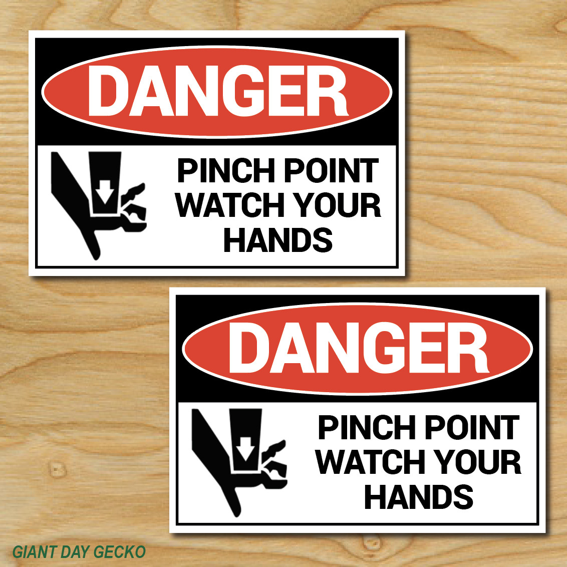(4) FOUR Danger Pinch Point OSHA Factory Decal Stickers Car WARNING Equipment